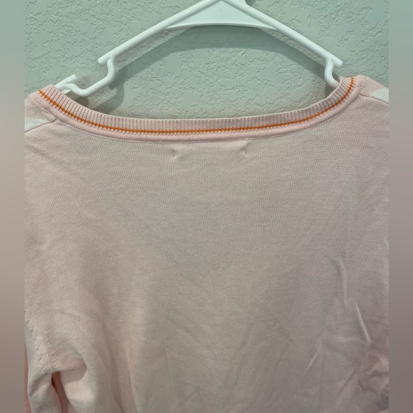 Tommy Hilfiger Argyle Pink V-Neck Sweater Women’s Size Medium - Picture 5 of 8